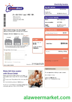 Australia Powerdirect electricity business utility bill template in Word and PDF format